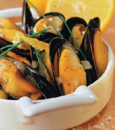 Moules, sauce citron